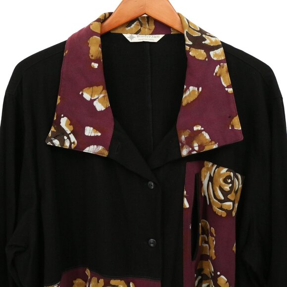 NWT WinterSun Handpainted Black Eira Flannel Shirt Jacket Winter Sun 3X - Picture 2 of 5